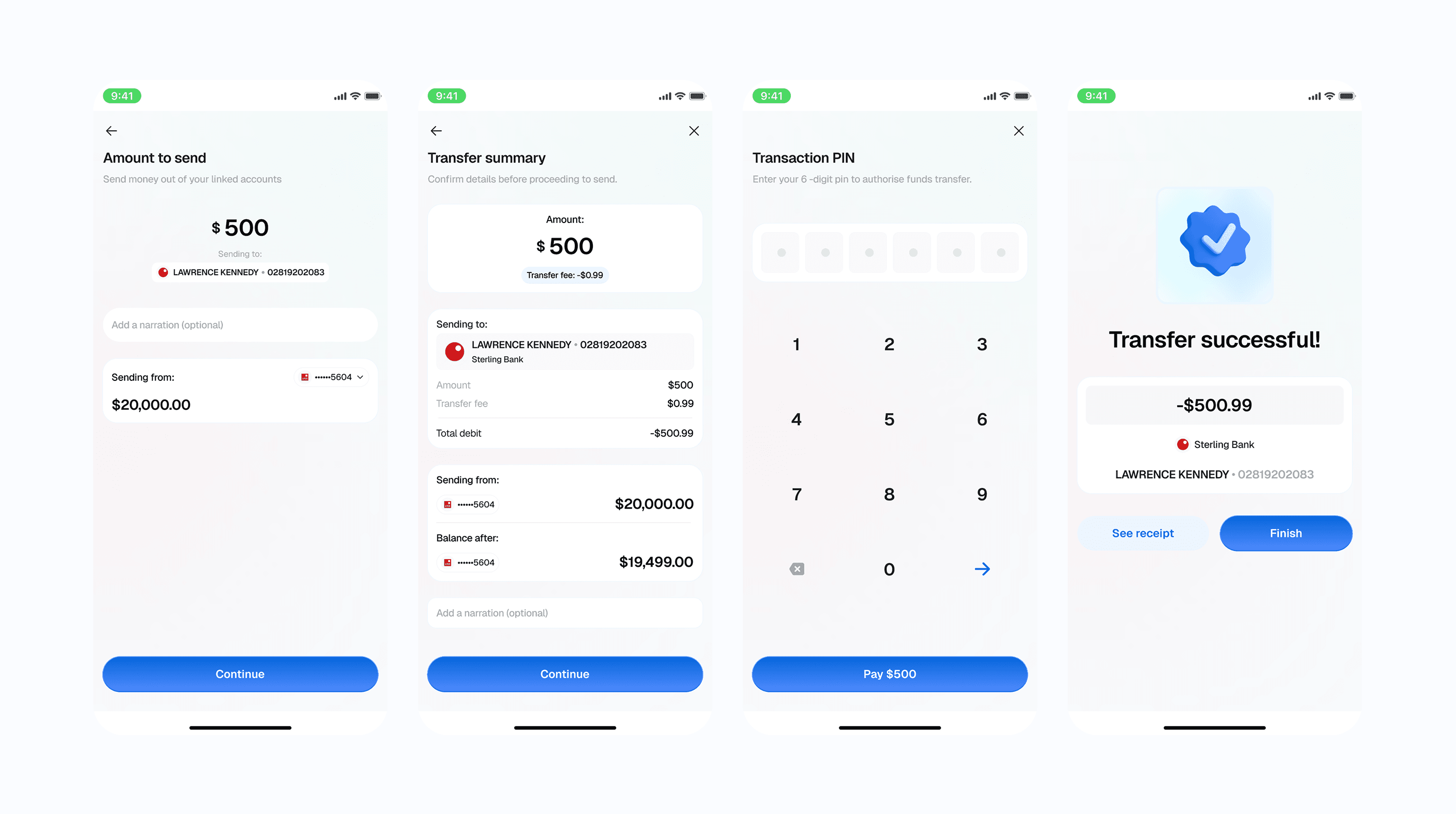 snapshot of ui screens