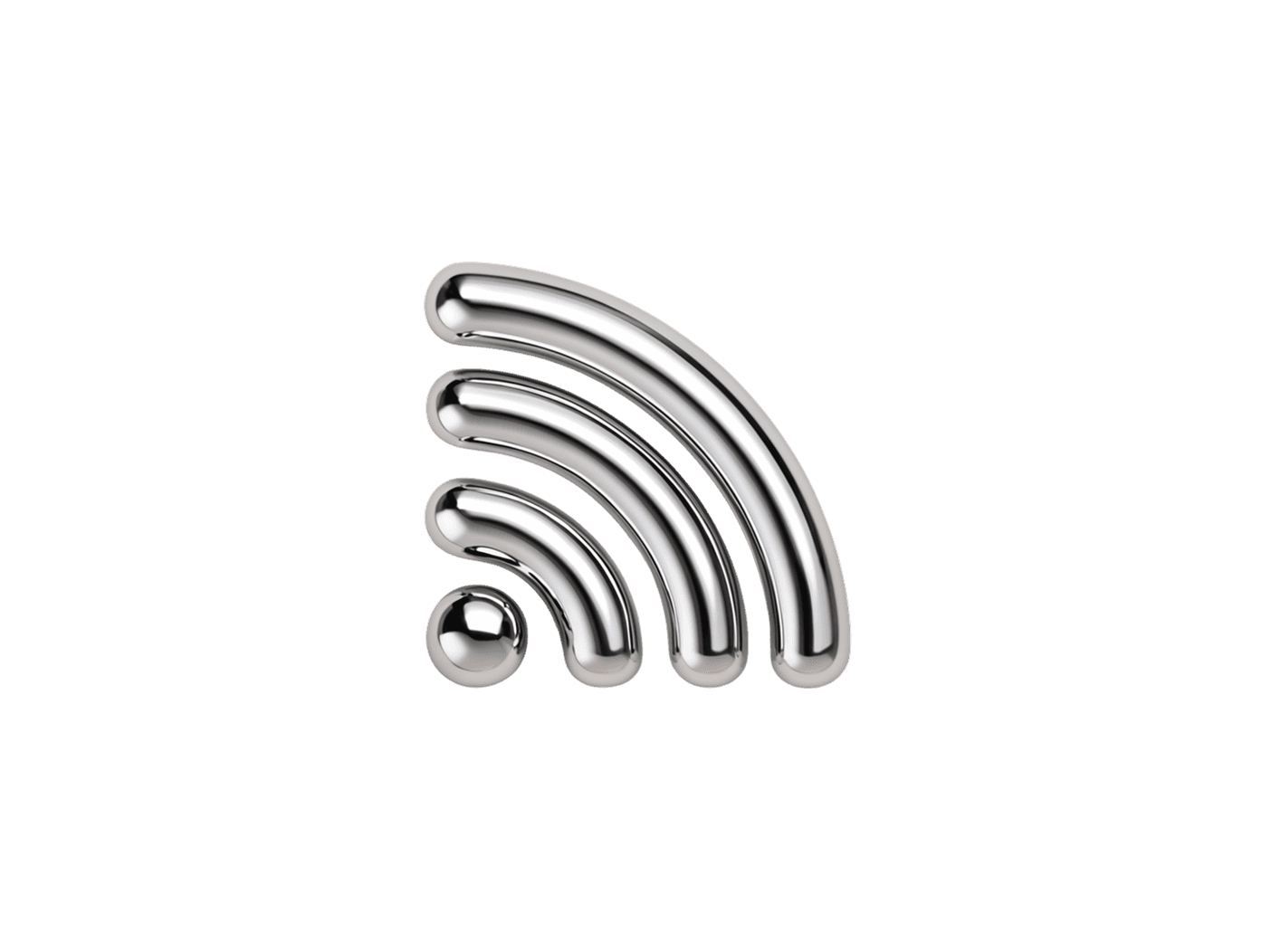 a 3D chrome wifi signal icon.