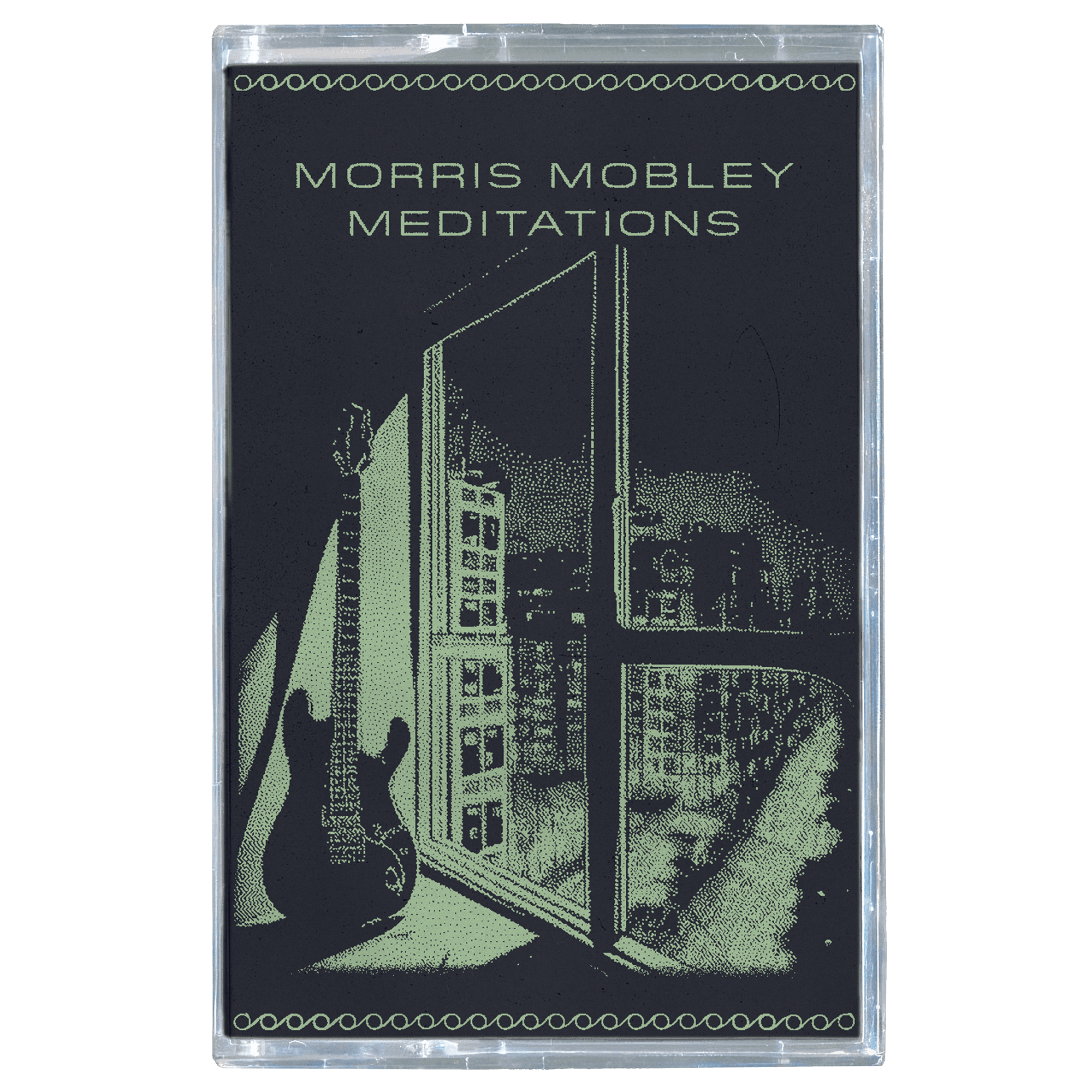 Cassette tape cover with 'Morris Mobley Meditations' text and a guitar silhouette.