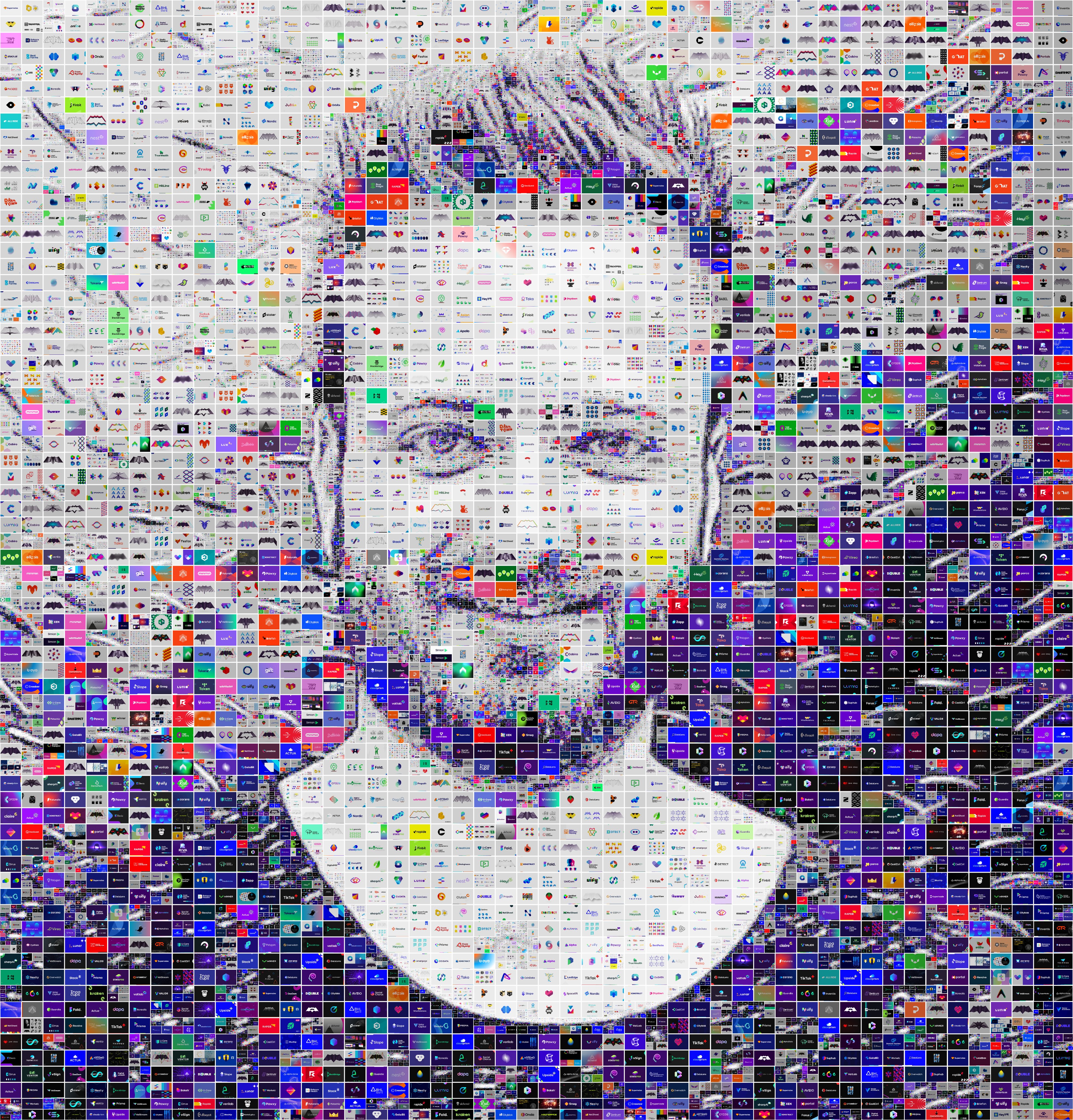 Yuki Tanaka, portrait made of 925 designs