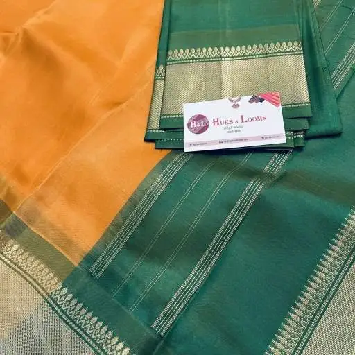 Mango Yellow Olive Green Silk Cotton Saree