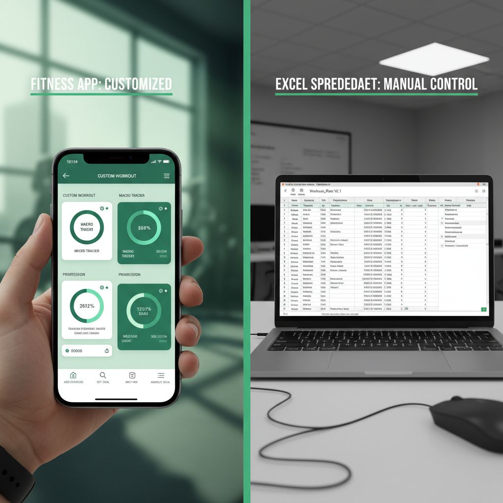 Comparison of Excel workout tracking versus fitness apps