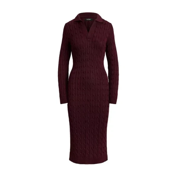 Abito in maglia a trecce bordeaux