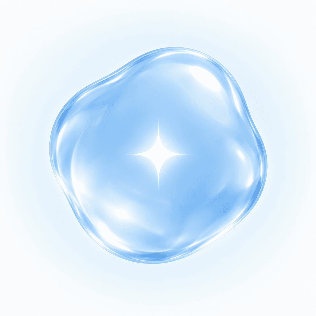 Idealize blue idea bubble with a white four-point spark