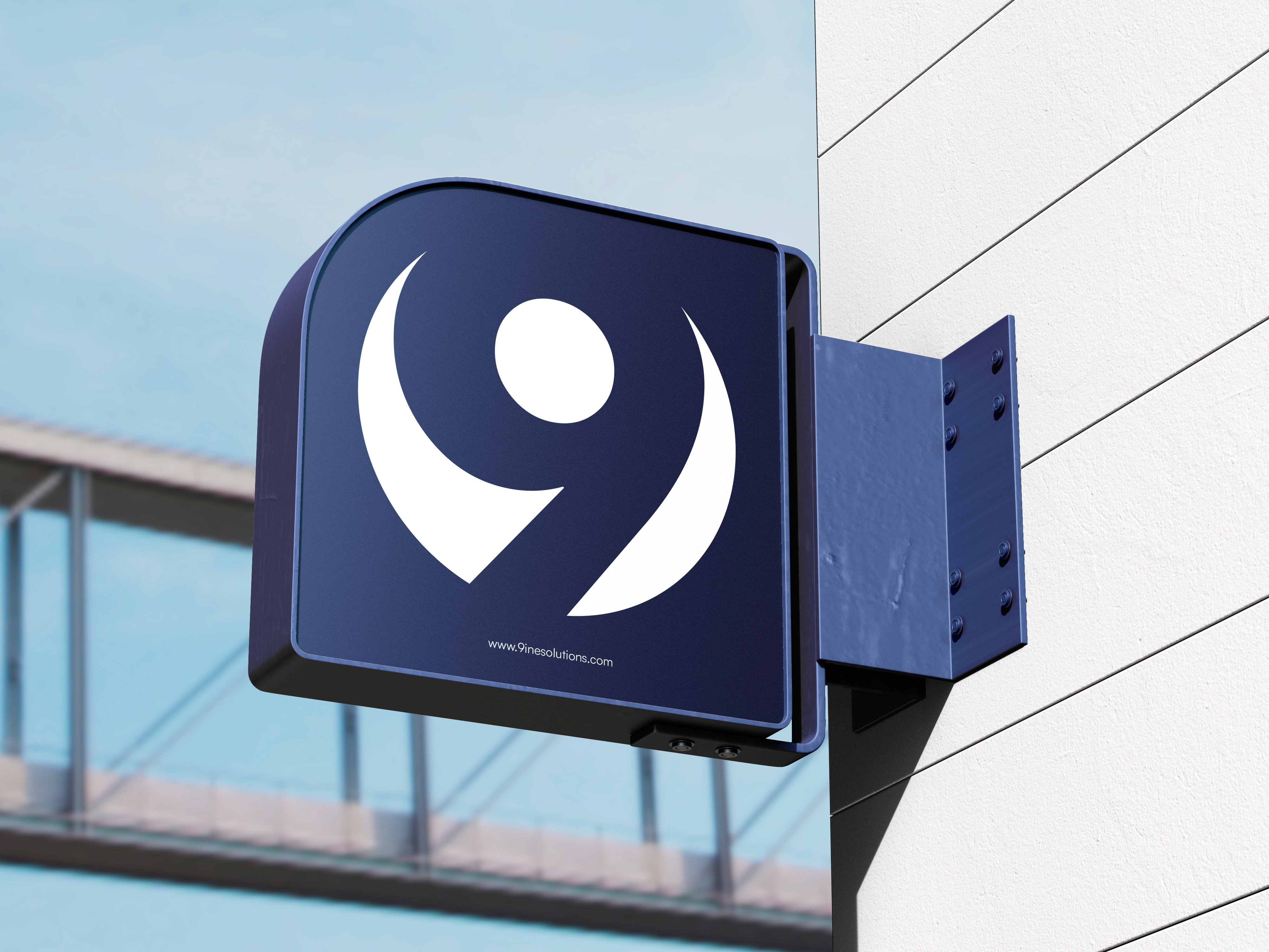 Free Wall-Mounted Sign Mockup