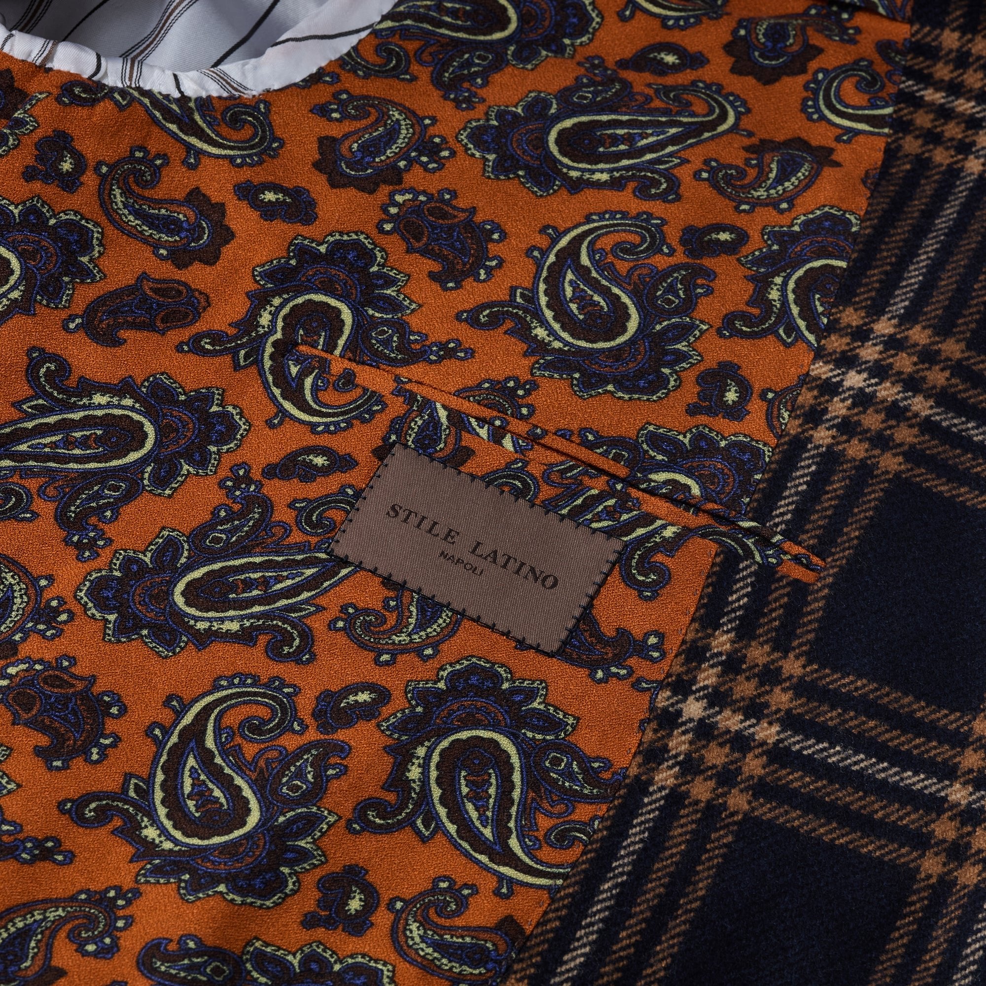 Navy with Burnt Orange Check Blazer - Mandelli UK