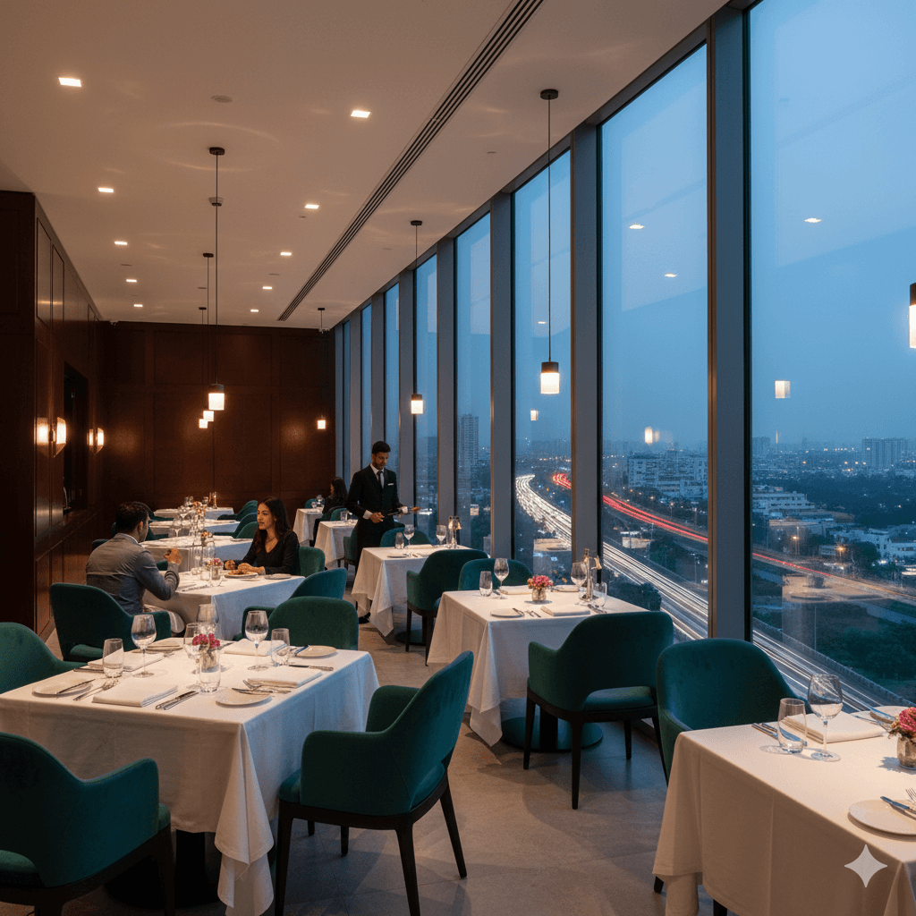 M3M Penthouses Noida: Gourmet fine dining restaurant with scenic views