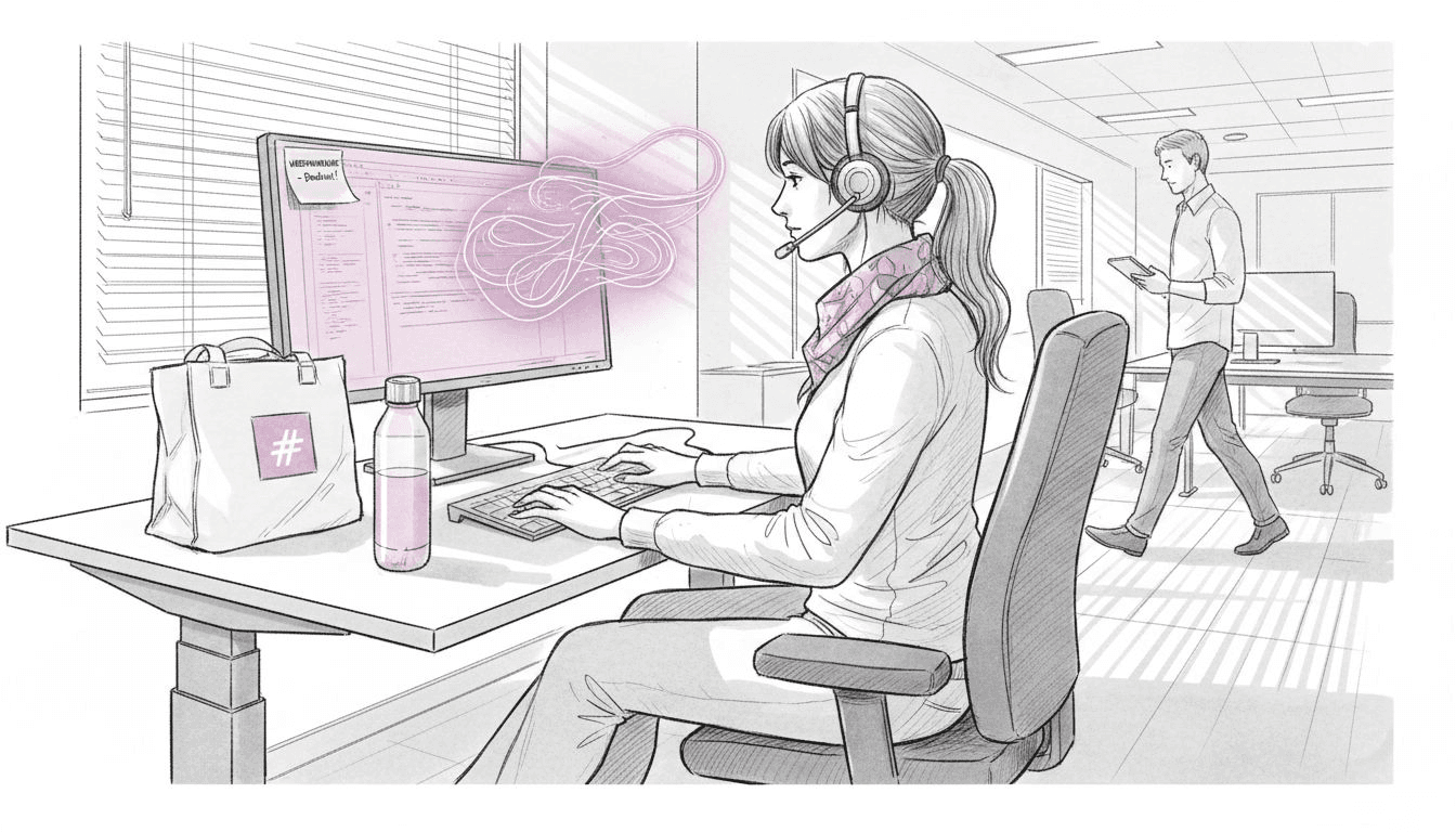 Eine Mitarbeiterin nutzt am Computer einen digitalen Assistenten, um ihre Aufgaben effizienter zu erledigen.