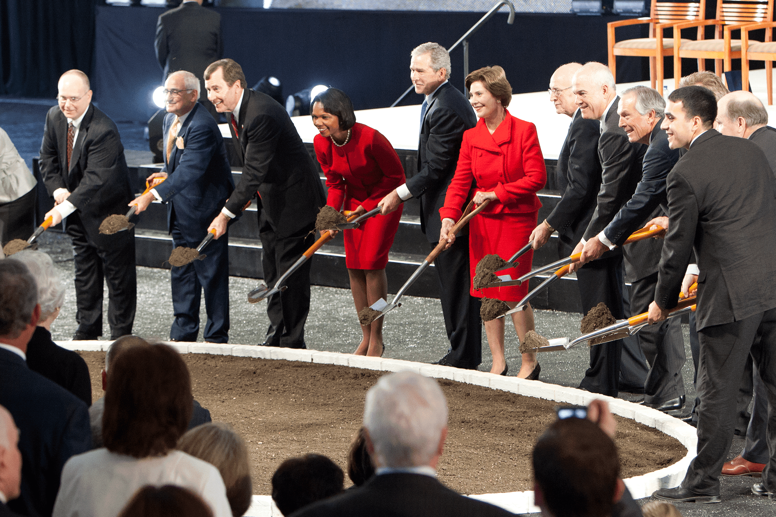 George W. Bush Presidential Center Groundbreaking with President Bush and guest using gold shovels to break ground