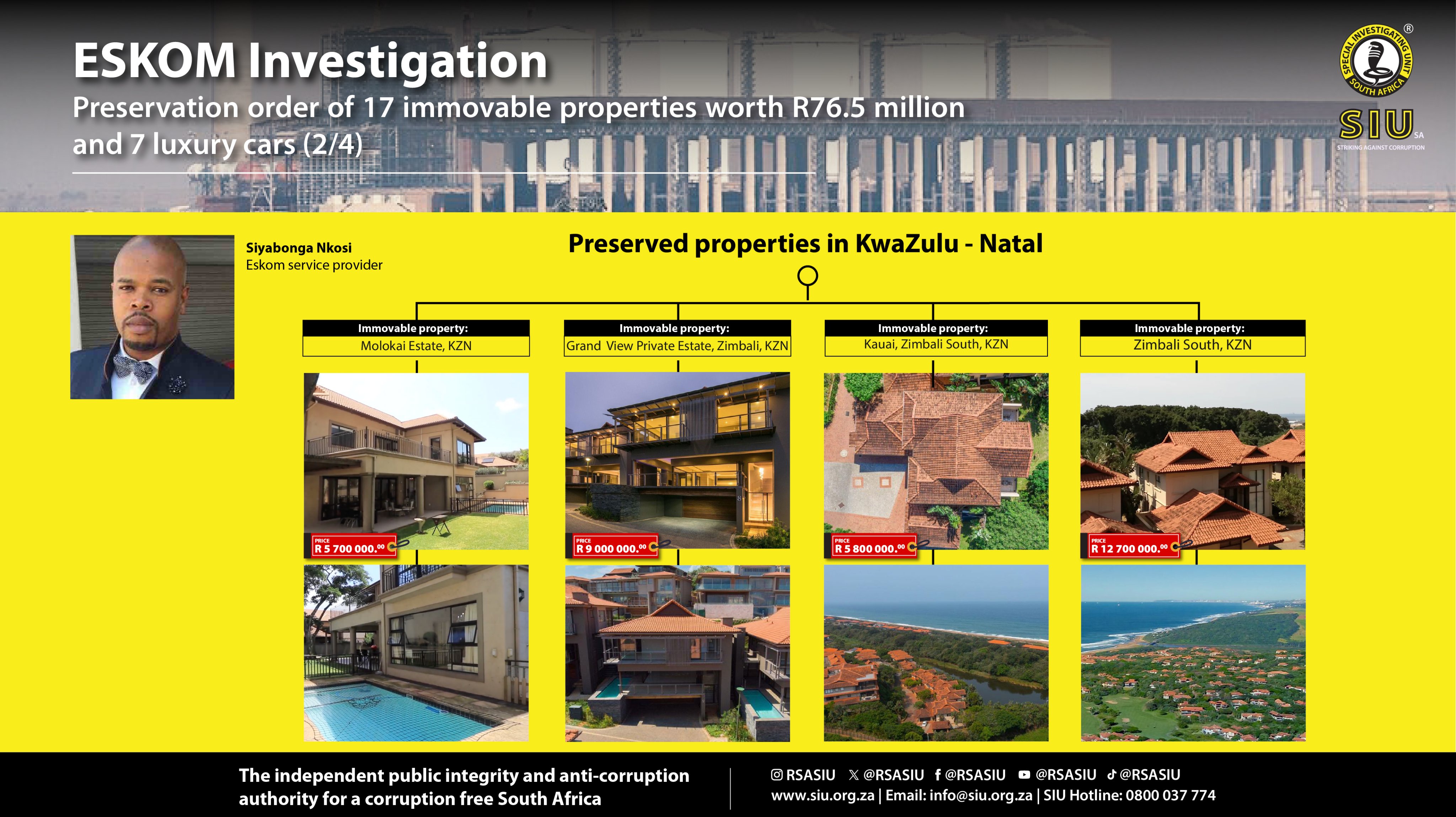 Photo:SIU freezes R76.5 million in properties and luxury cars in Eskom corruption case – South African Daily