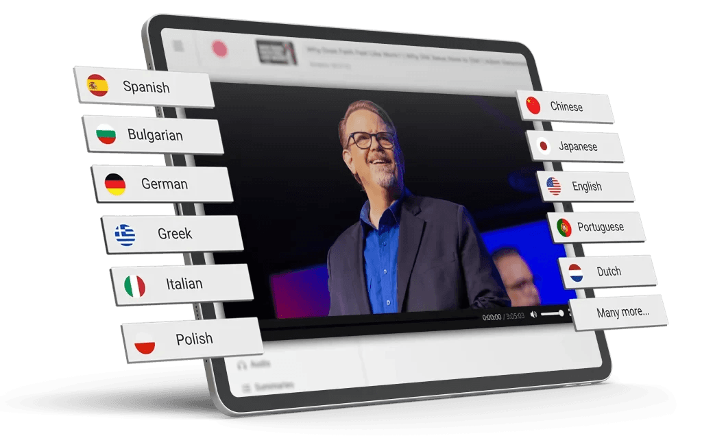 Video player with multiple language options - Sermon Clips AI