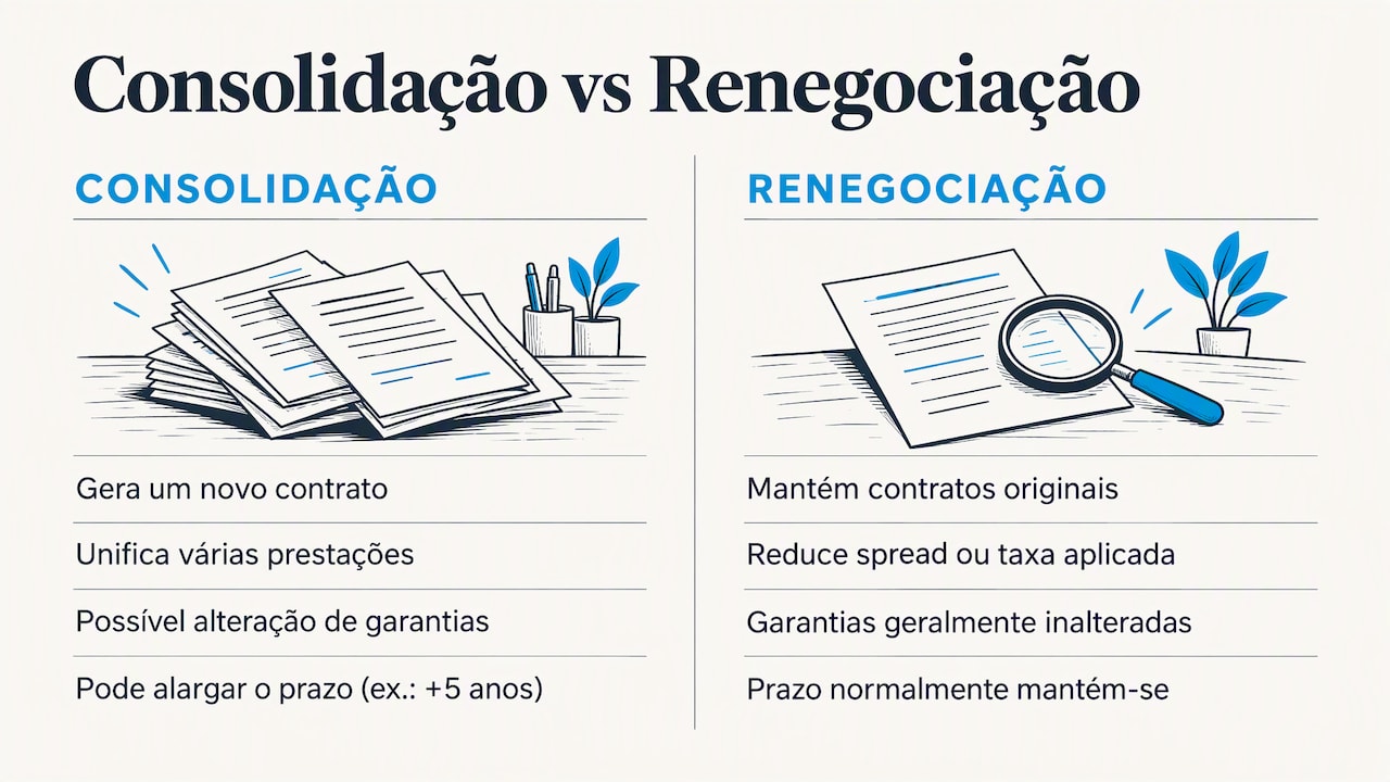 Comparação entre consolidação e renegociação de dívidas