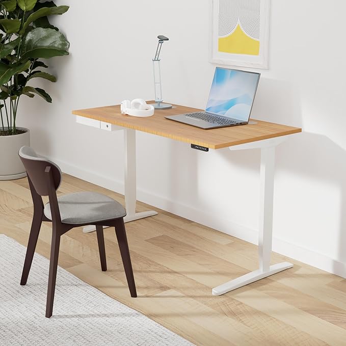 The uplift bamboo desk is a stylish addition that complements any interior design.