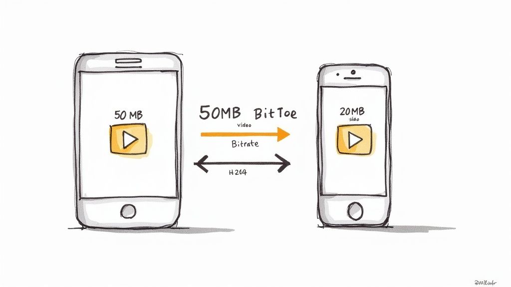 A digital waveform editor showing audio or video compression adjustments.