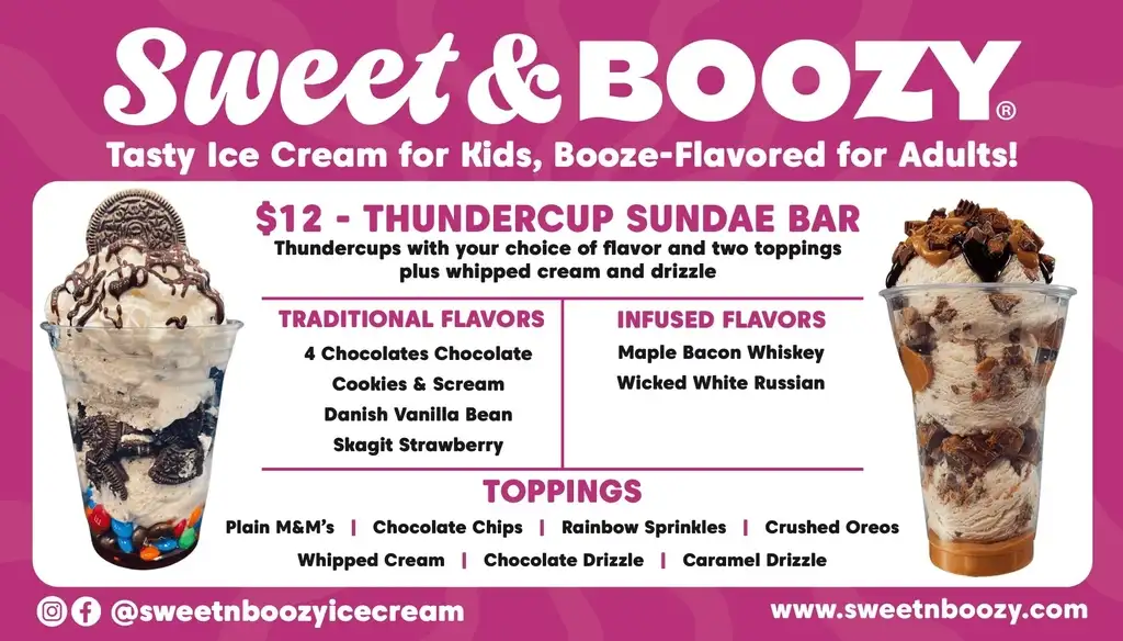 Sweet & Boozy ice cream Menu graphic