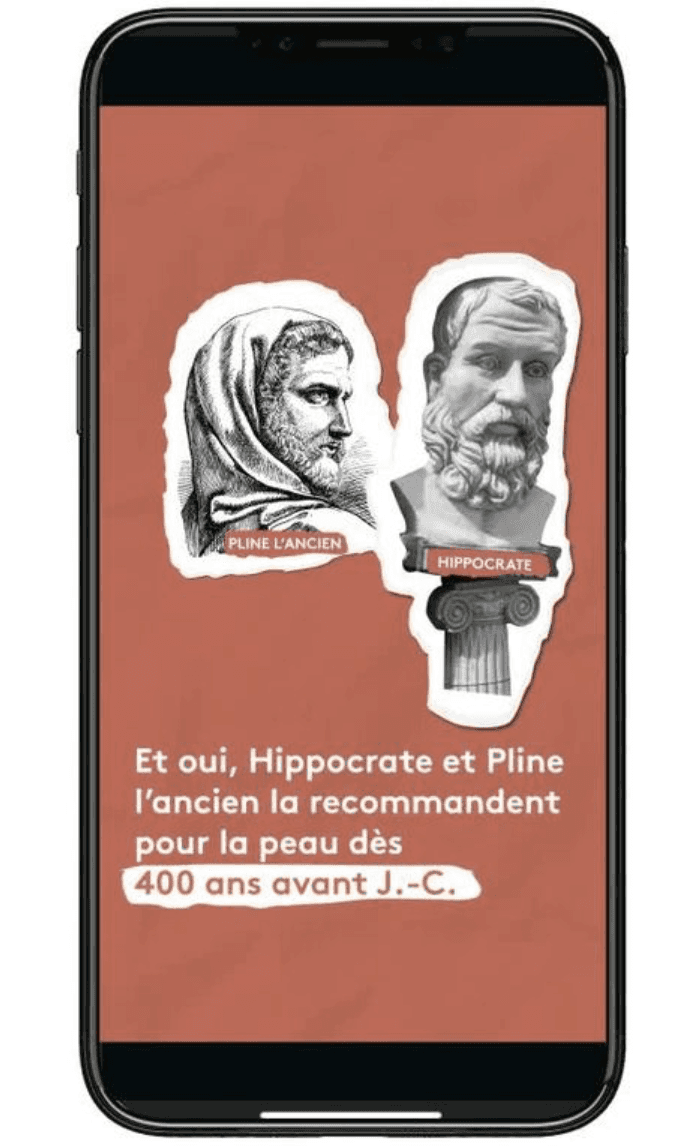 An illustrated Mademoiselle Agathe visual featuring portraits of Hippocrates and Pliny the Elder.