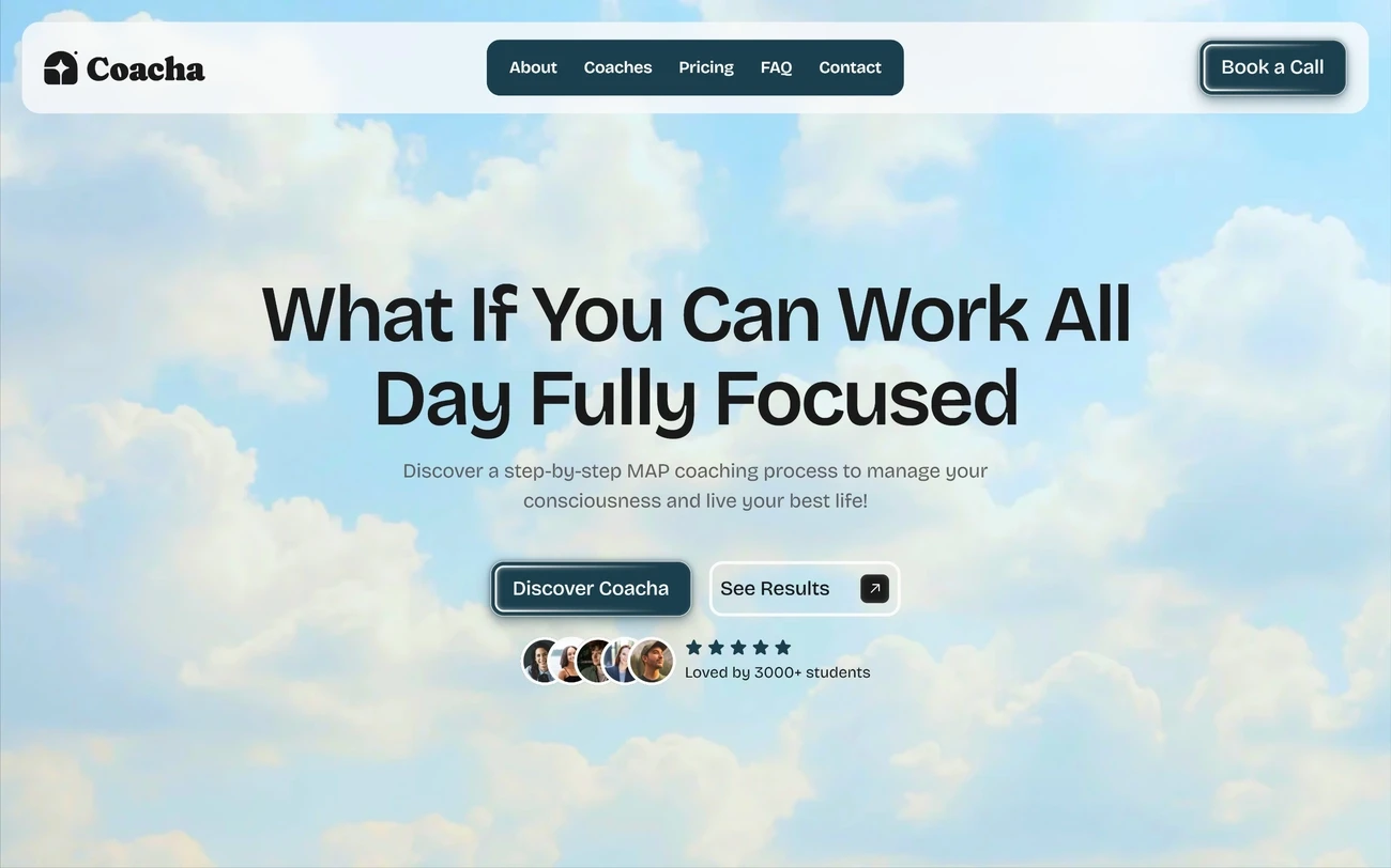 MAP coaching website hero section