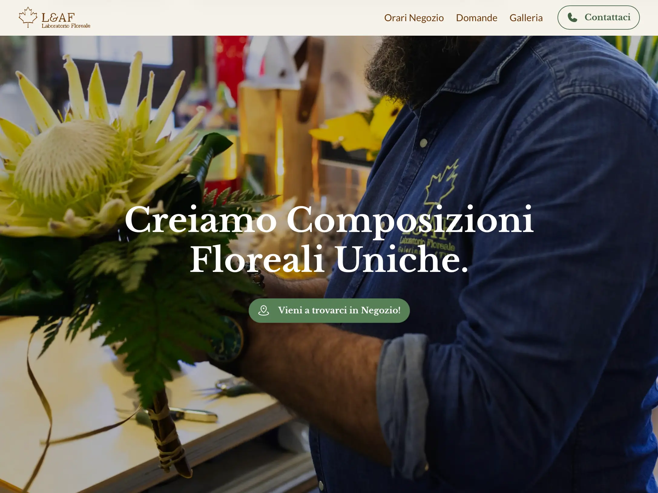 Leaf Laboratorio Floreale Hero section
