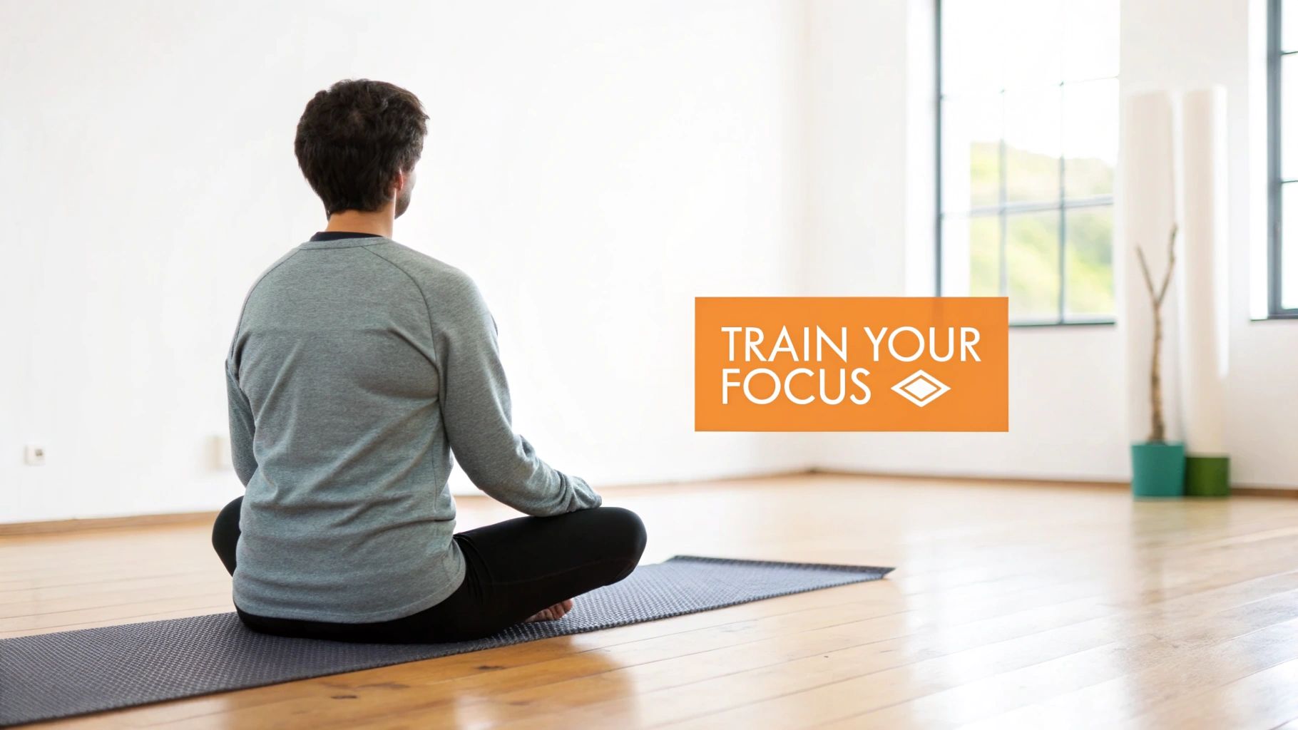 A person sitting calmly with their eyes closed, actively training their brain through meditation.