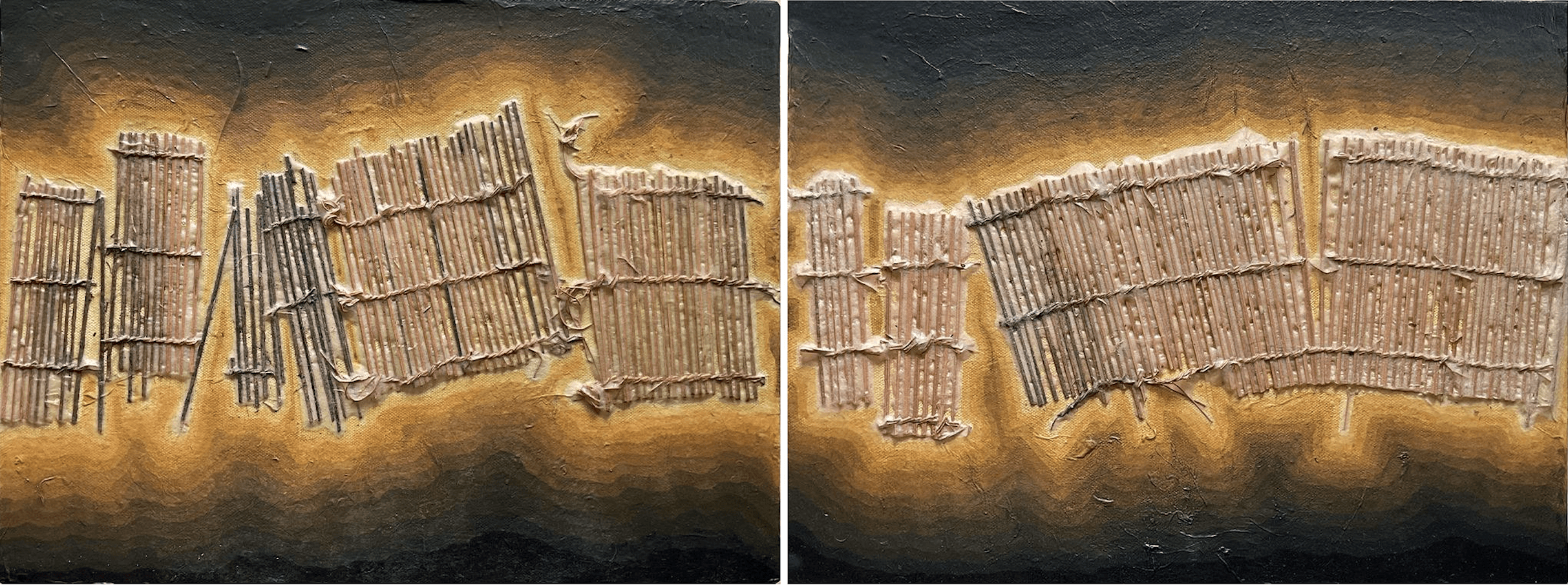 herd of sheep on road painting