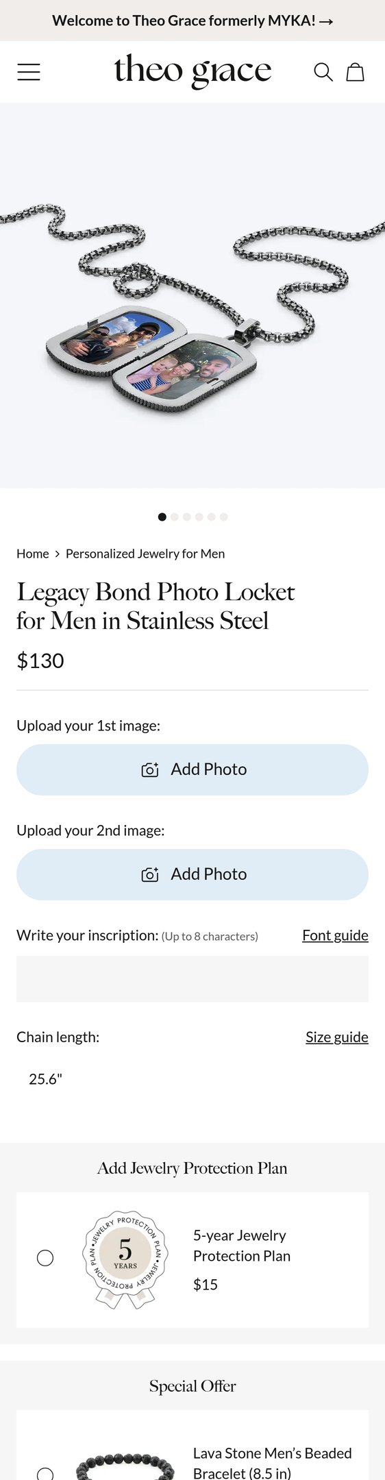 Jewelry product options include:  for Legacy Bond Photo Locket for Men in Stainless Steel from Theo Grace.