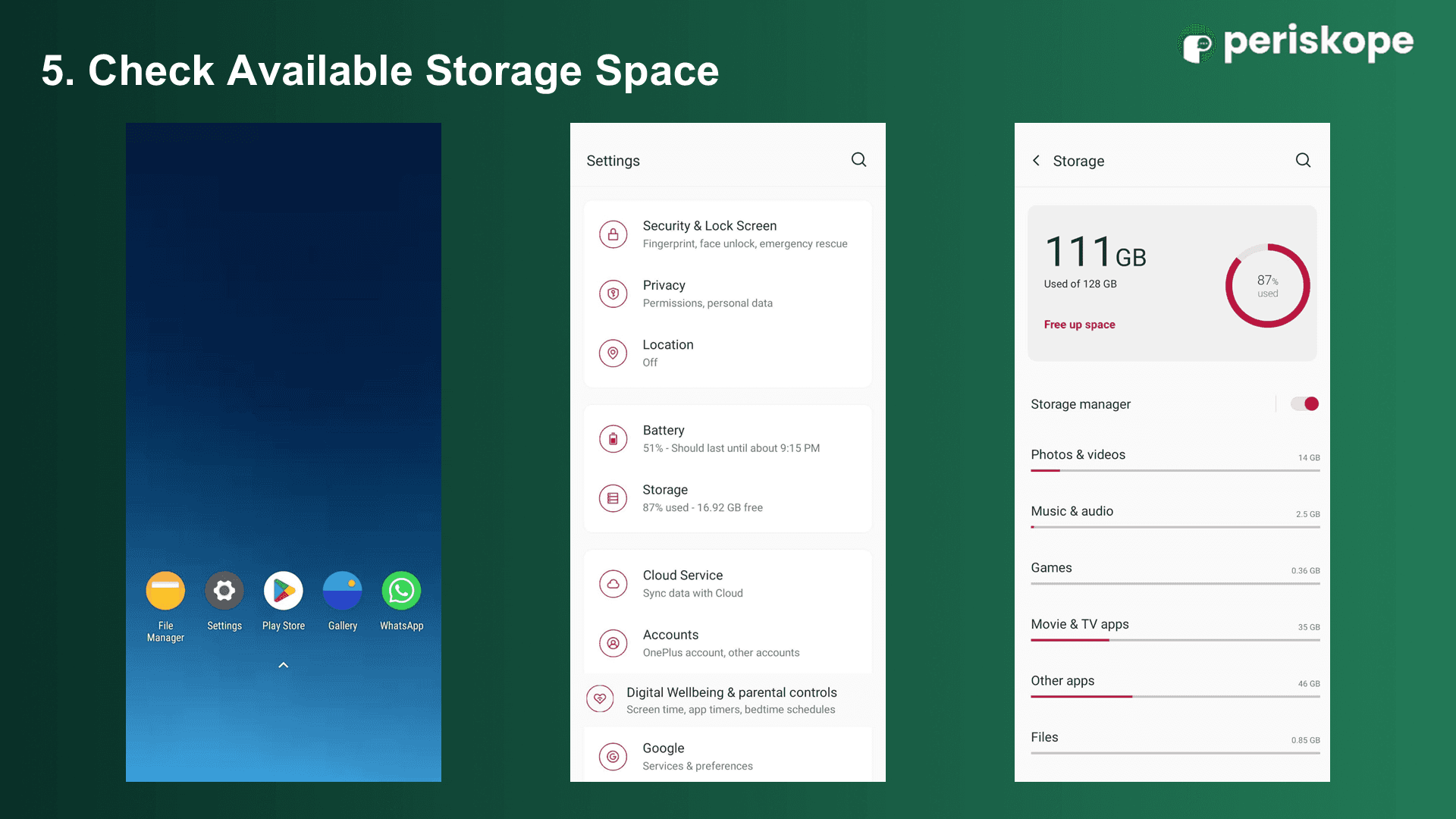 Checking available storage space on Android & iPhone