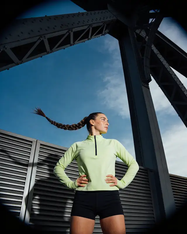 Green Track Suit Women Portrait