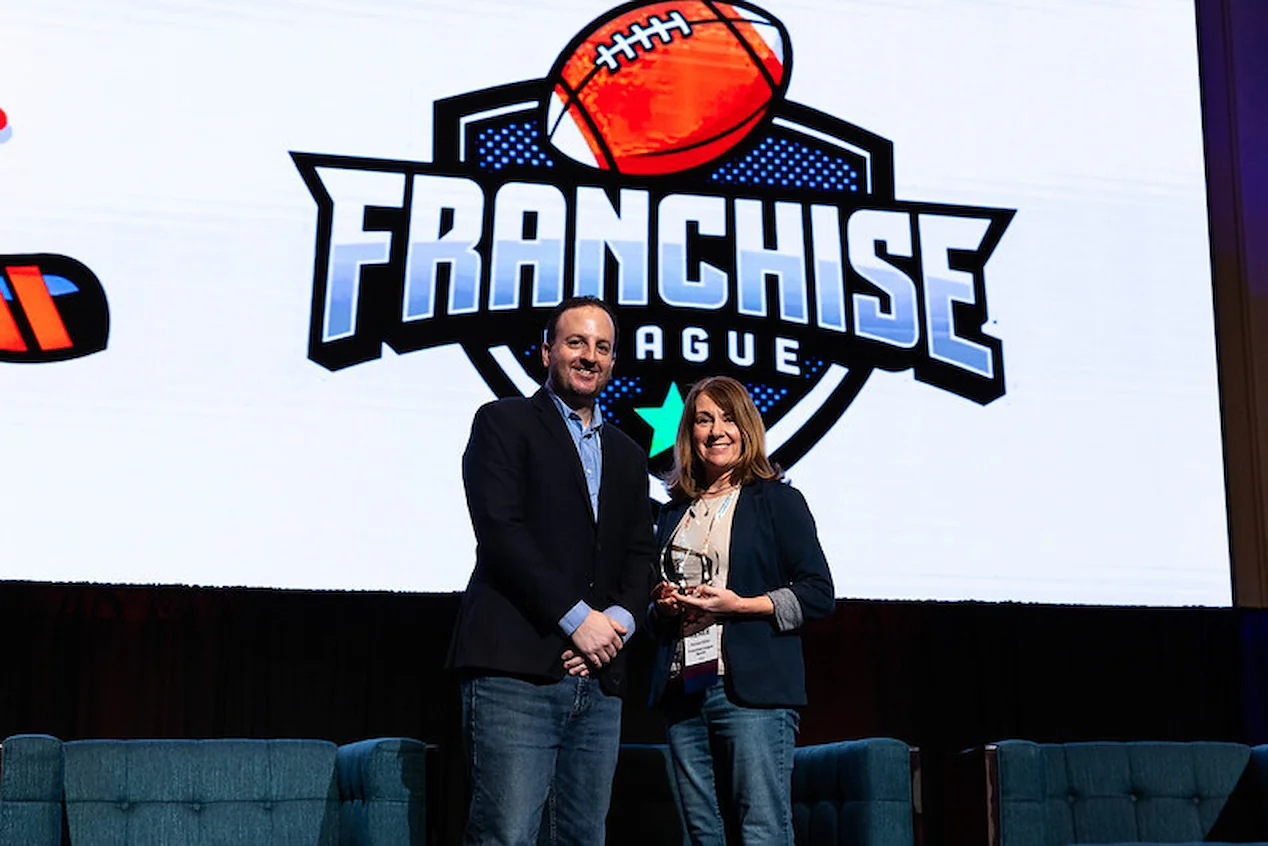 2025 FSGA Awards trophy,  Best Product Experience (Operator) Start-Up, presented to Franchise League Sports