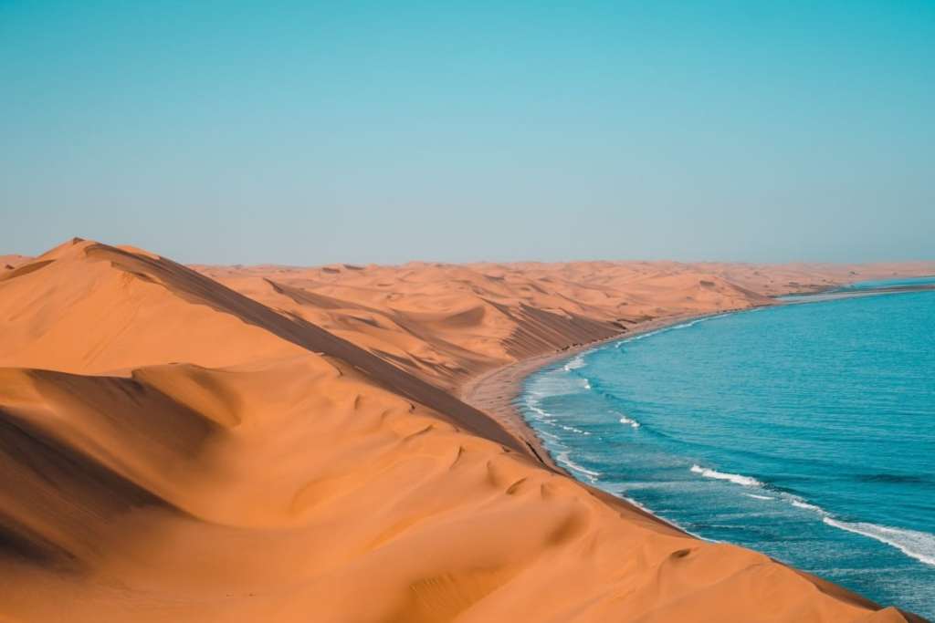 The ocean meets the desert along the Skeleton Coast, Namibia