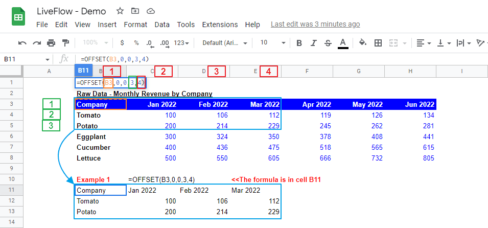 OFFSET formula works