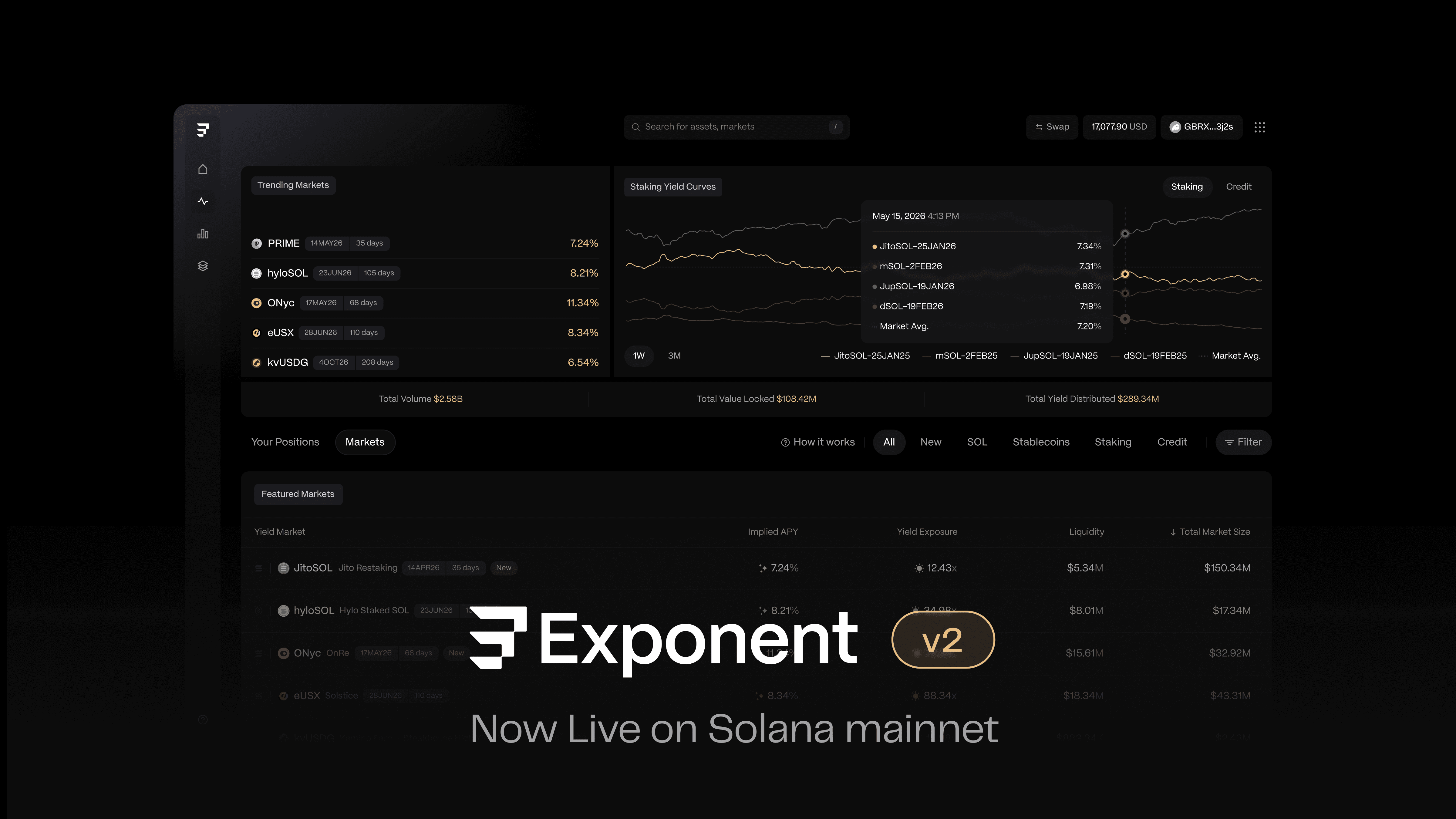 Exponent v2 is live - Solana leading yield exchange, rate trading, strategy vault, tranching