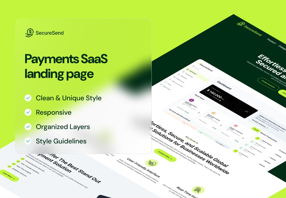 Payments SaaS landing page