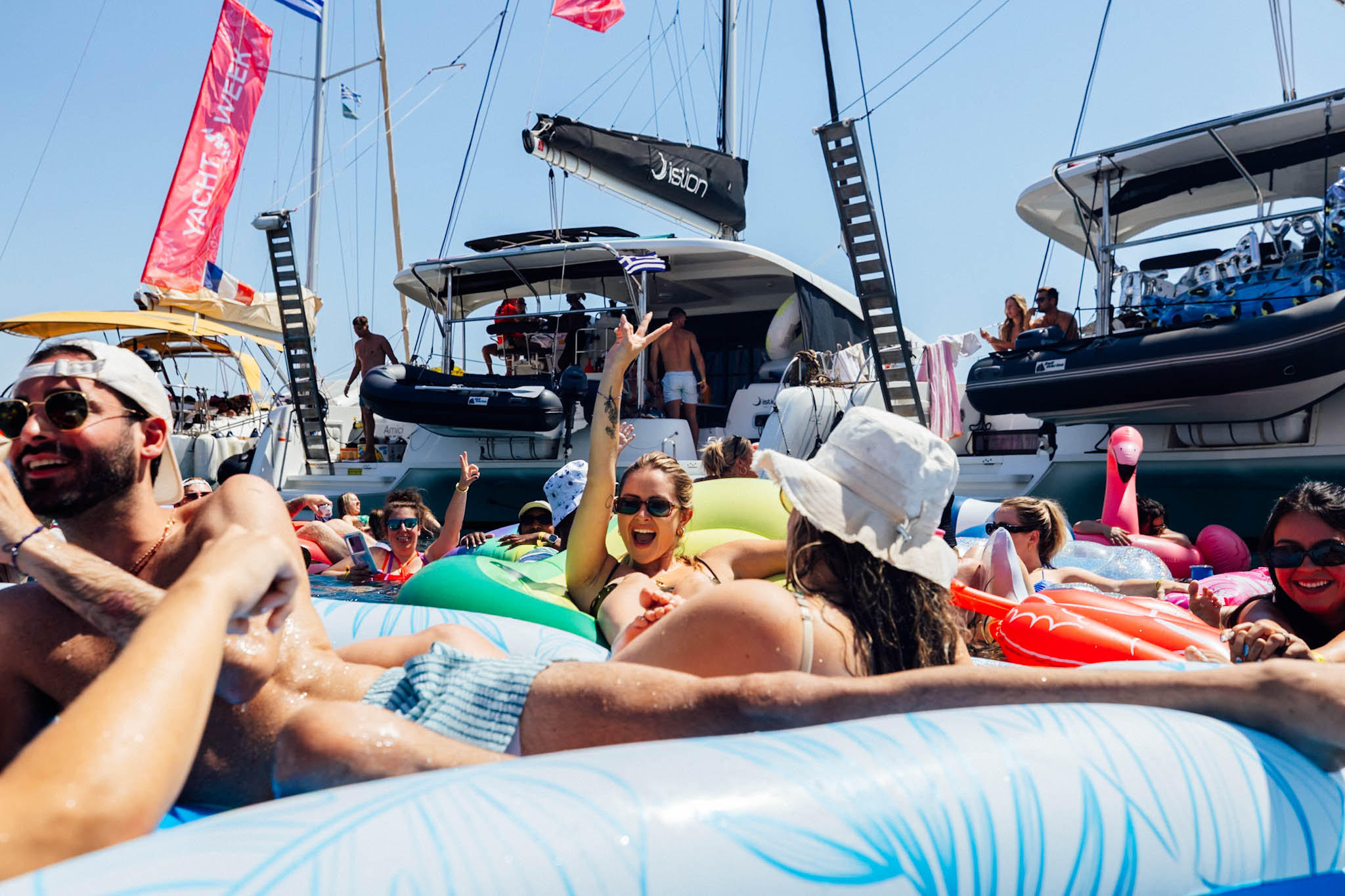 girl swimming around at Yacht Week in croatia 2025