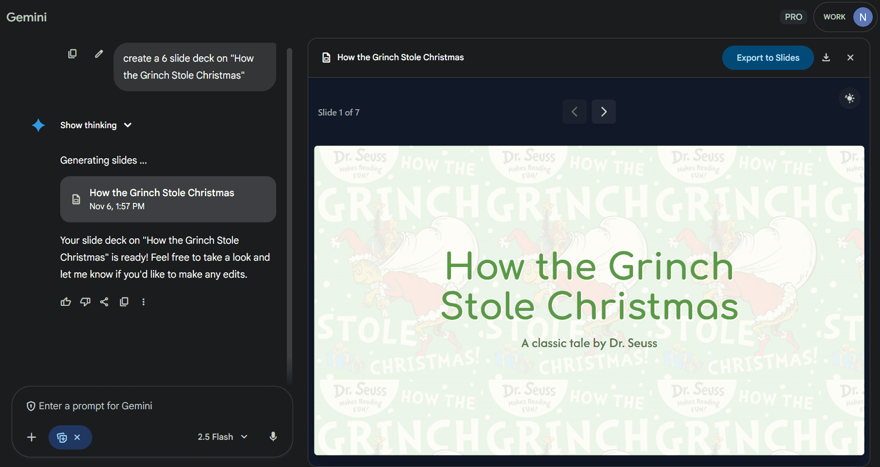Chat interface for iterations in Gemini Canvas