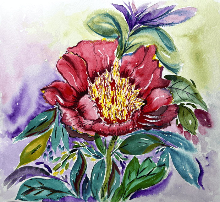 Big-Red-Flower - 26/28cm - watercolour