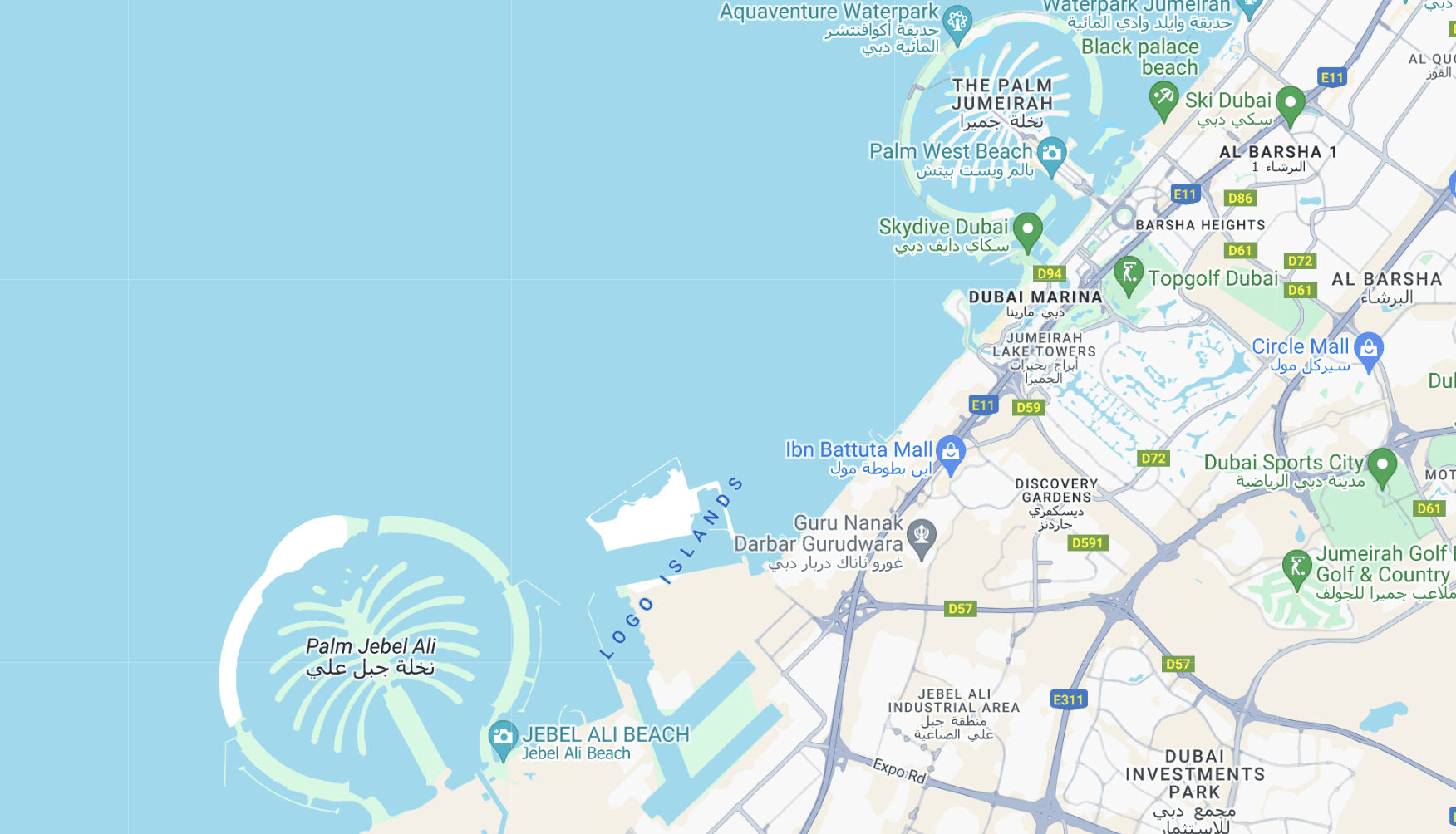 Palm Jebel Ali Location