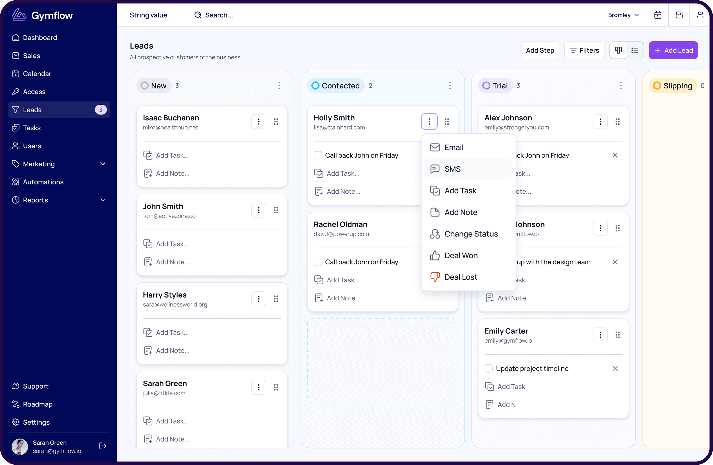 gym sales lead pipeline