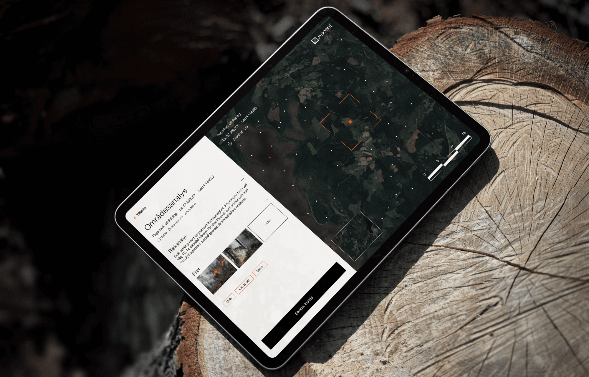 ipad in forrest with ascent UI