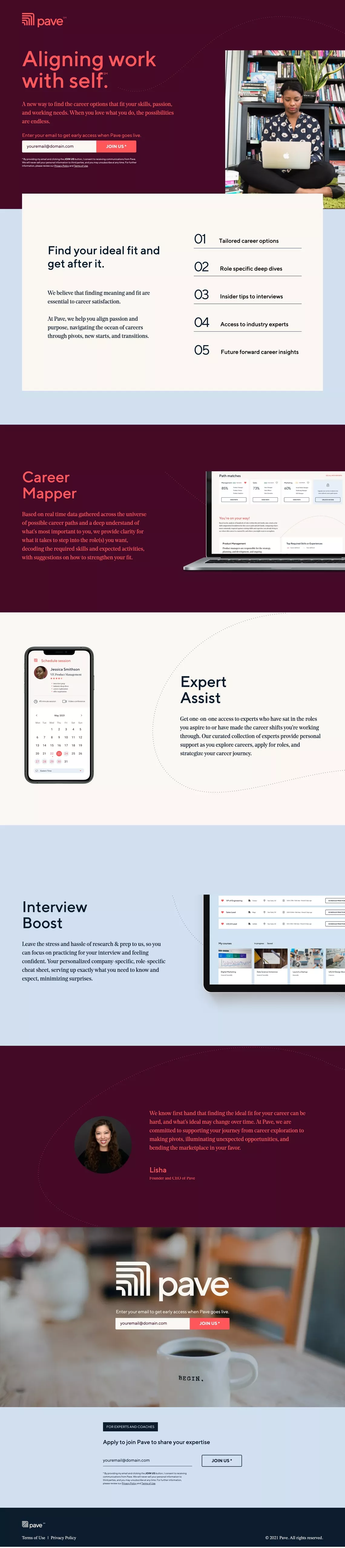 Pave landing page screenshot showcasing HR and Tech design