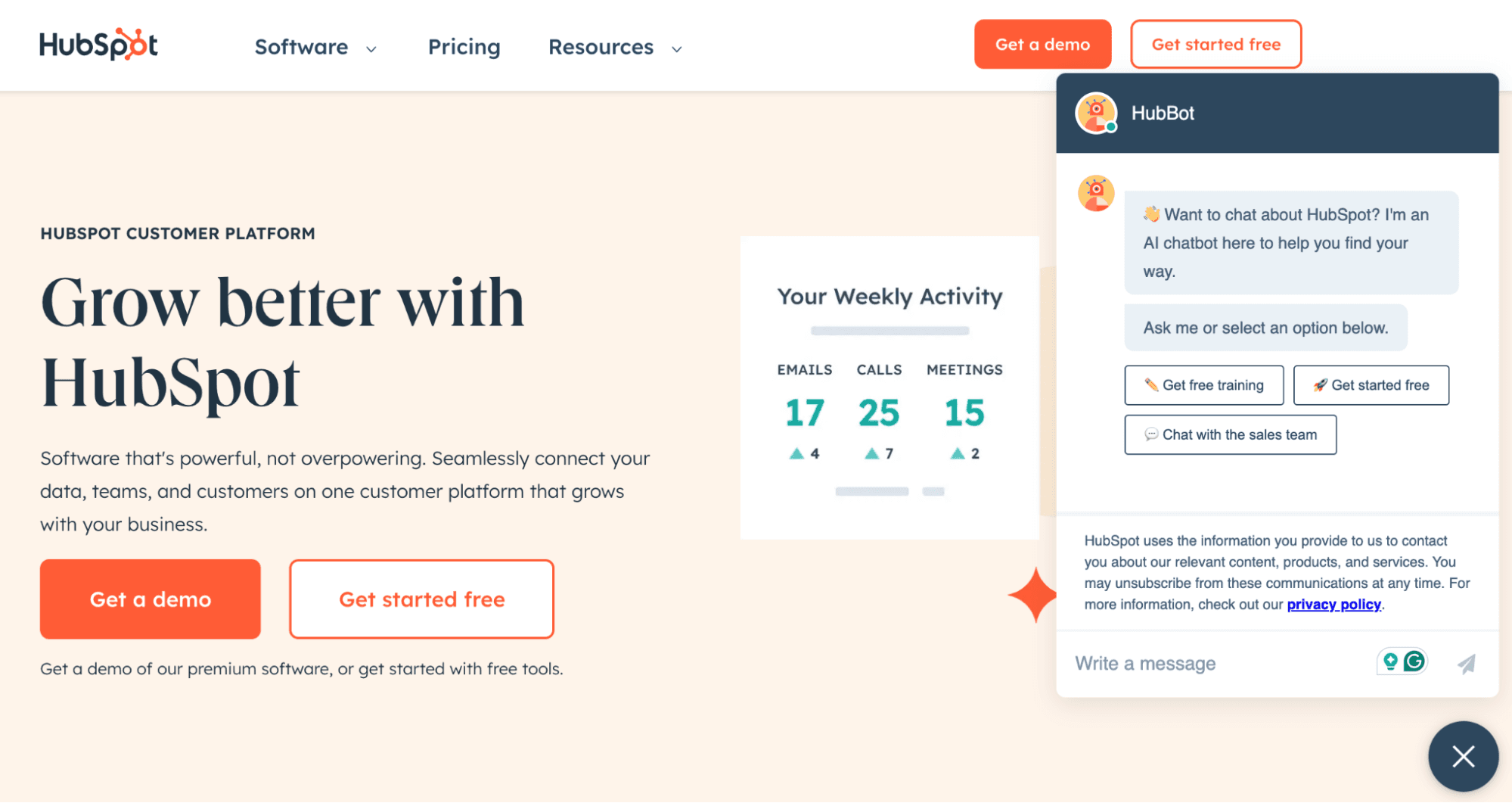 Hubspot home page