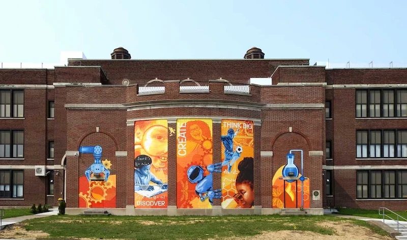 Exterior of Buffalo Academy of Science Middle School at 100 Poplar Ave.