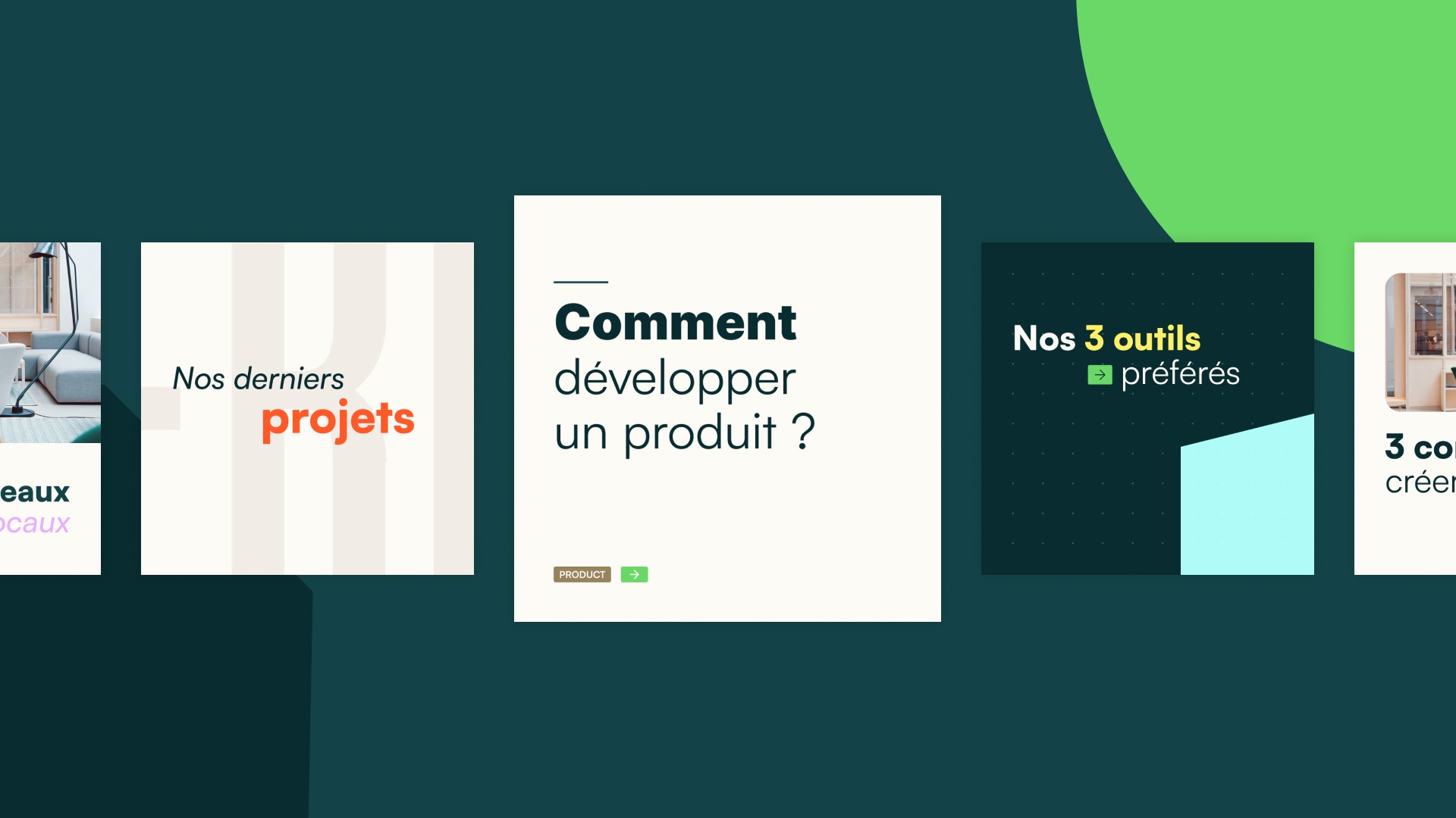 Posts Instagram d'un studio de développement web et mobile