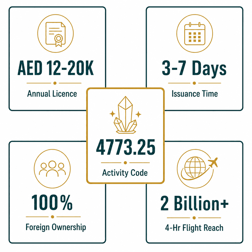Infographic: Apply for a Crystal Products Trading License in Dubai