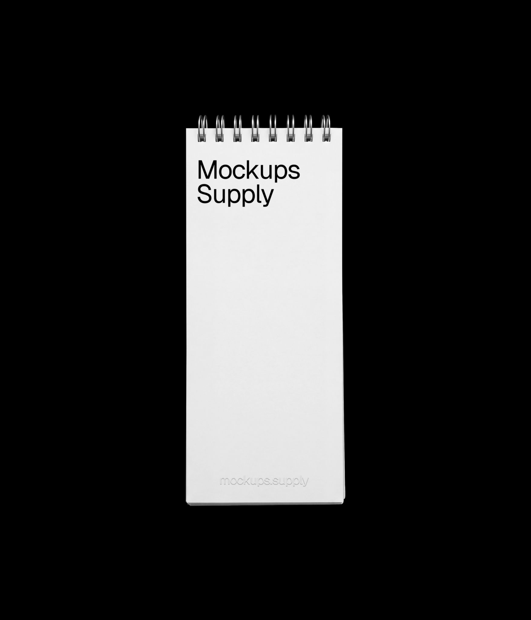 Narrow spiral notebook mockup with editable page design download PSD
