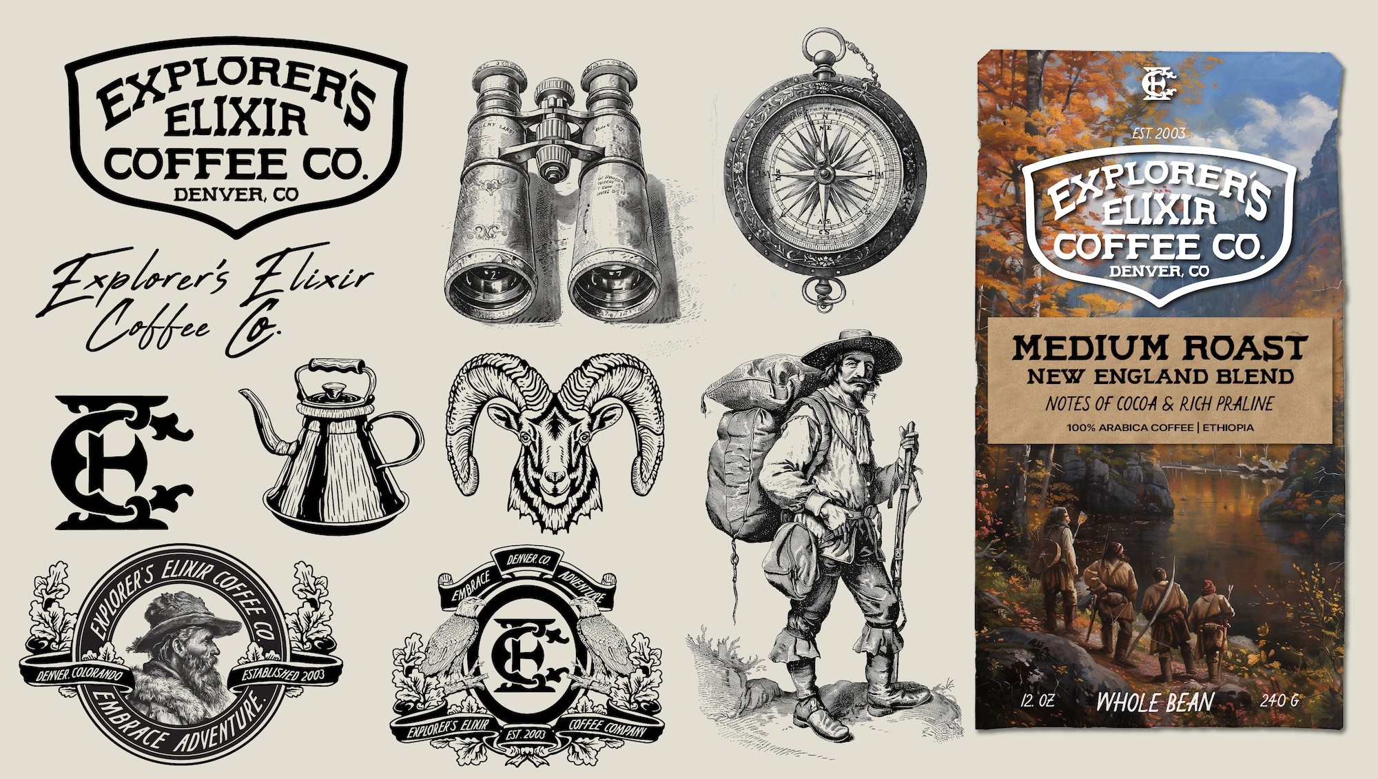 Explorer's Elixier Coffee Co. Logo Kit