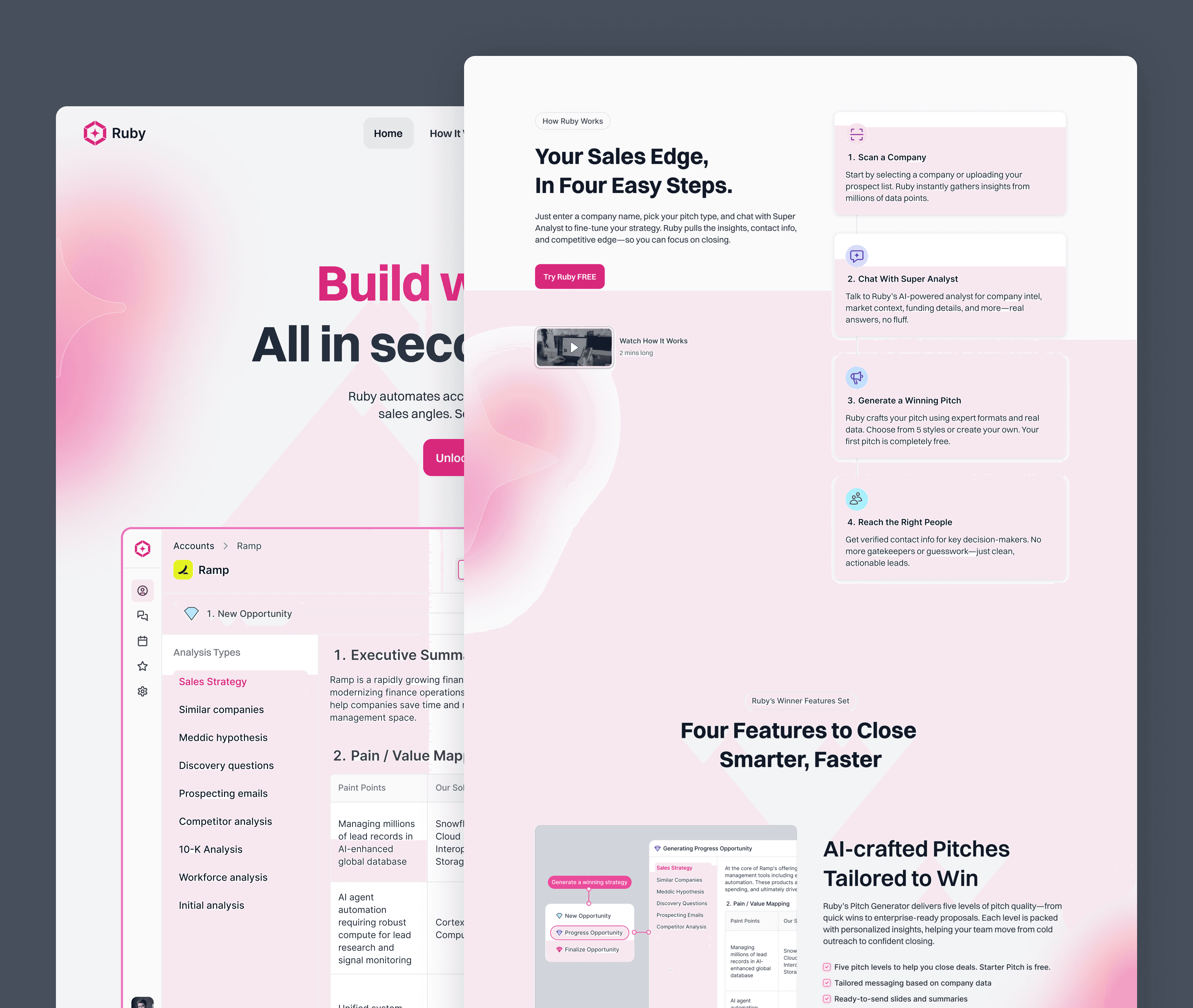Website design for AI platform. Landing page design for Ruby AI.