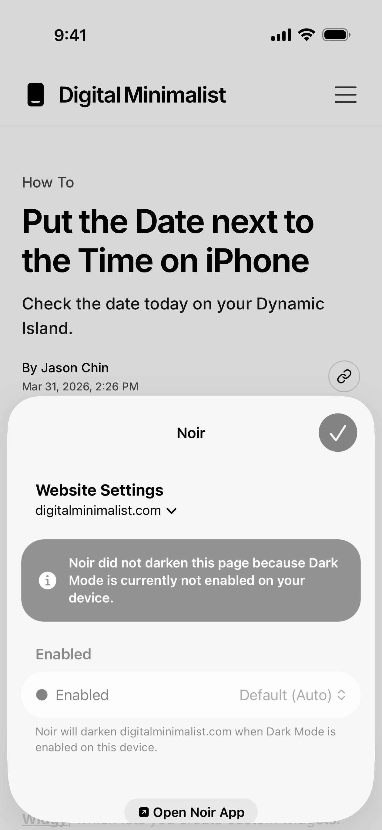 Noir Dark Mode not enabled