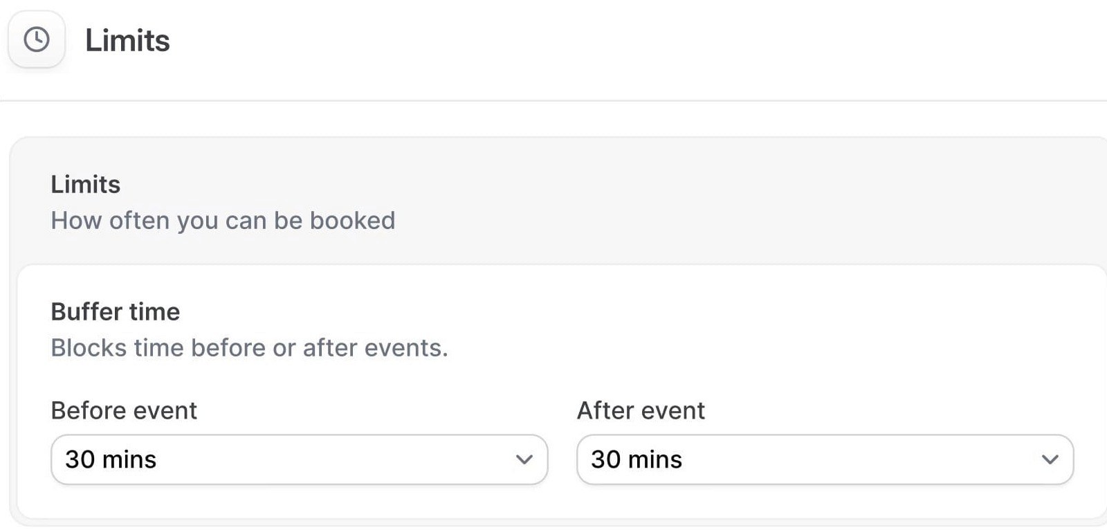 Setting buffer time in Cal.com