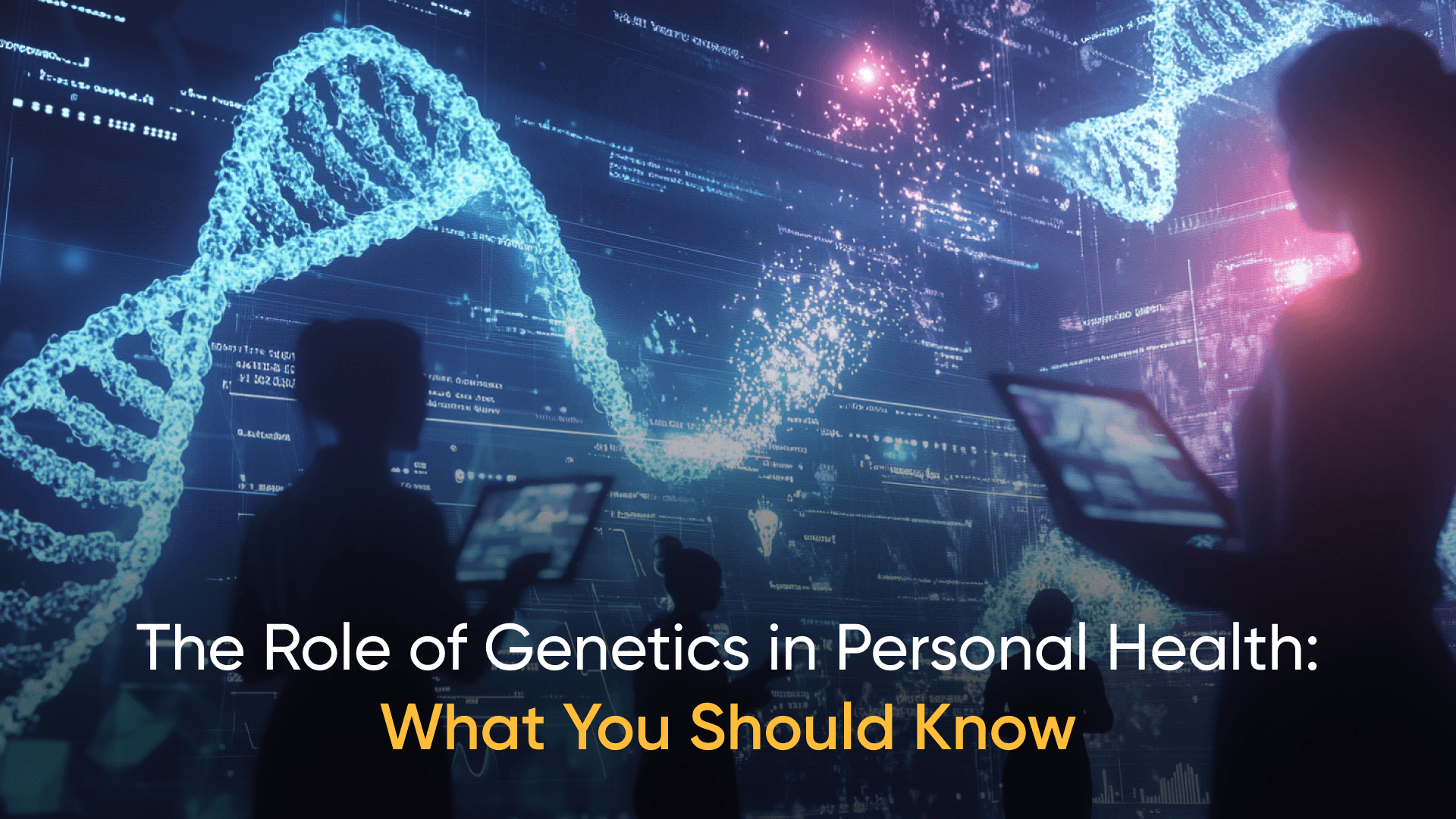 Digital visualization of DNA strands highlighting genetics' role in personal health