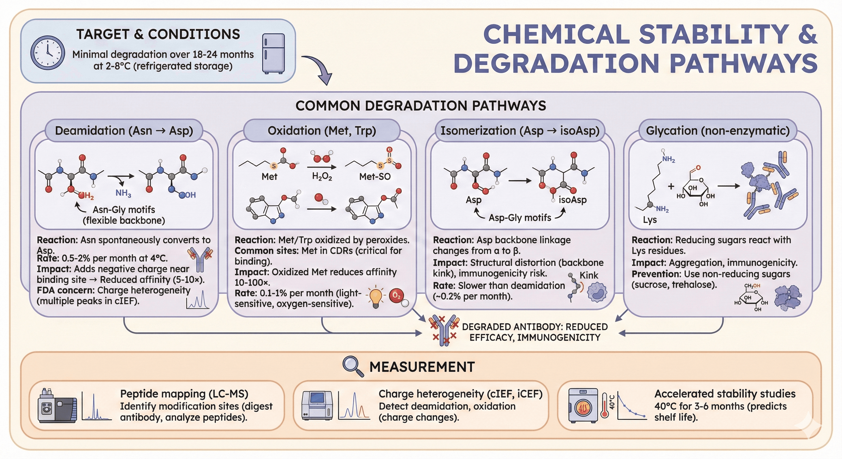 Diagram Showcasing Chemical Stability and Degradation Pathways for Antibodies